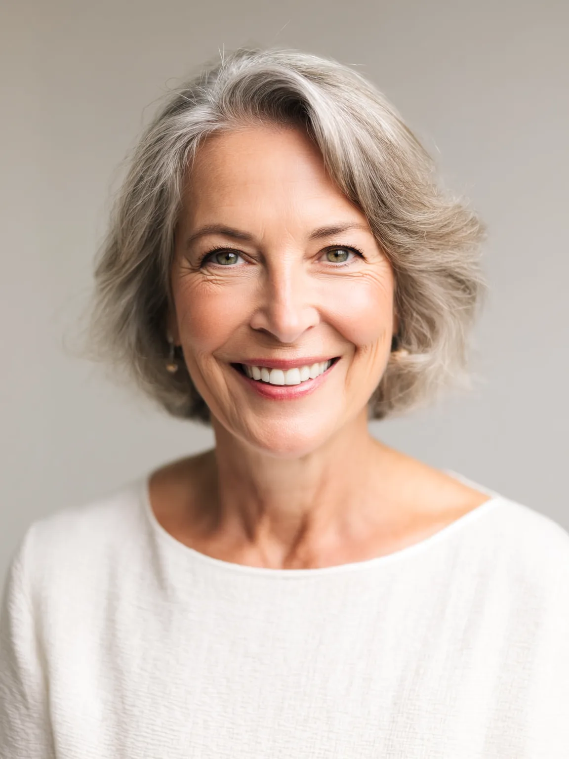 Chin-Length Silver Frost Soft Wavy Layers